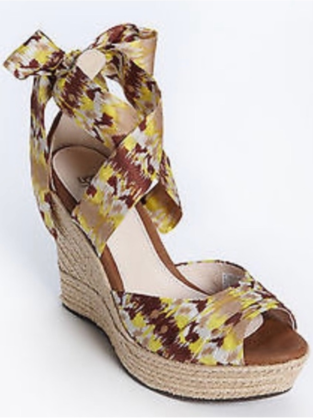 UGG Lucianna Ikat Wrap Wedge Sandals in Yellow and Brown